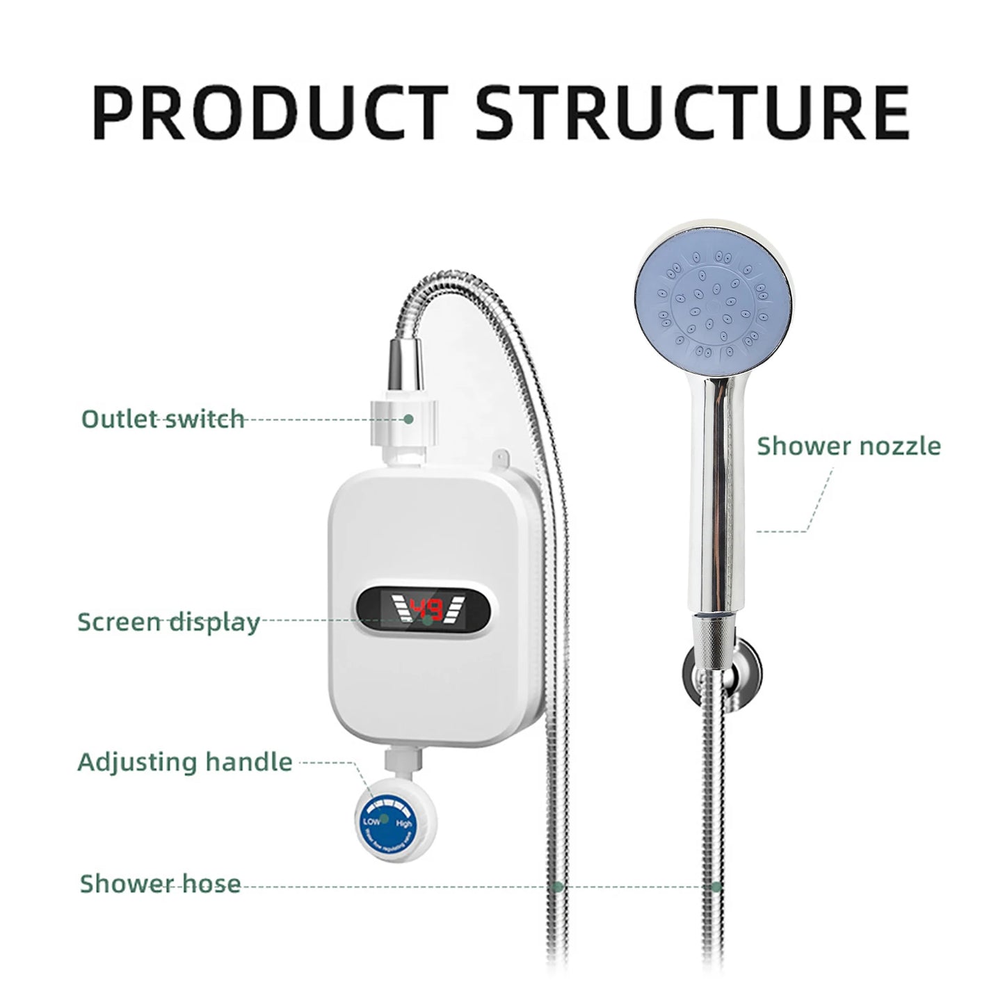 3500W Instant Electric Water Heater With LCD Display IPX4 by S And B Enterprise