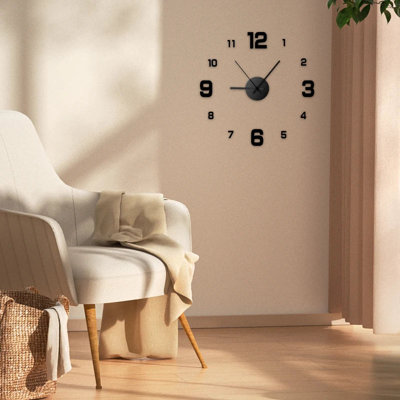 Creative Frameless DIY Wall Clock Wall Decal Home Silent Clock Living Room Office Wall Decoration by S And B Enterprise