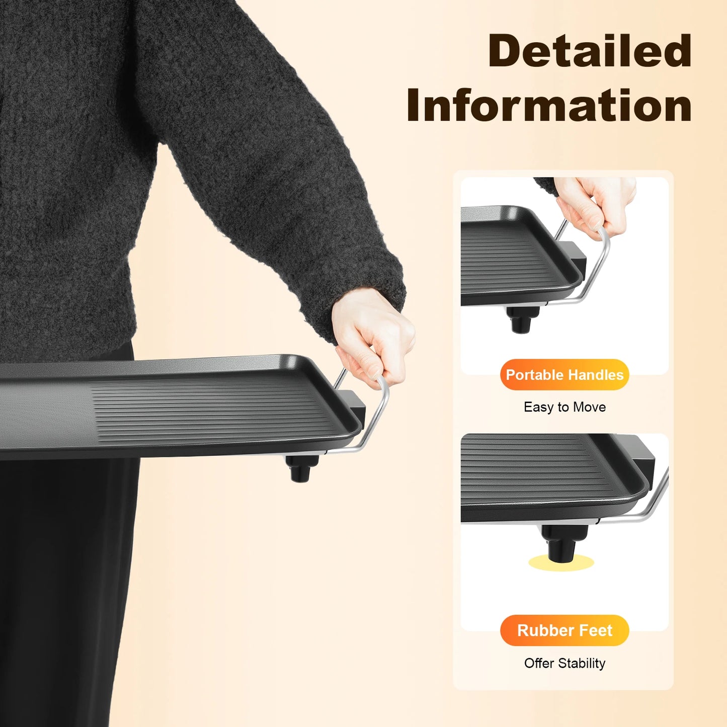 Electric Griddle Grill 1500W Nonstick Aluminum Indoor Outdoor by S And B Enterprise