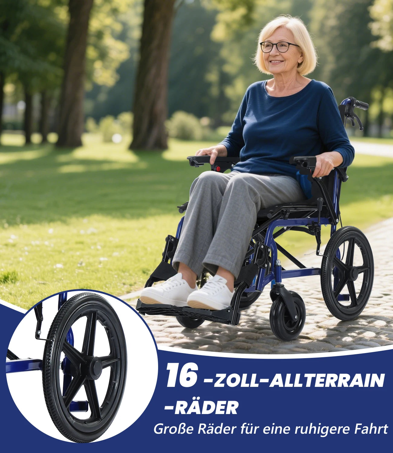 BROOBEY Lightweight Travel Wheelchair Foldable Hand Push