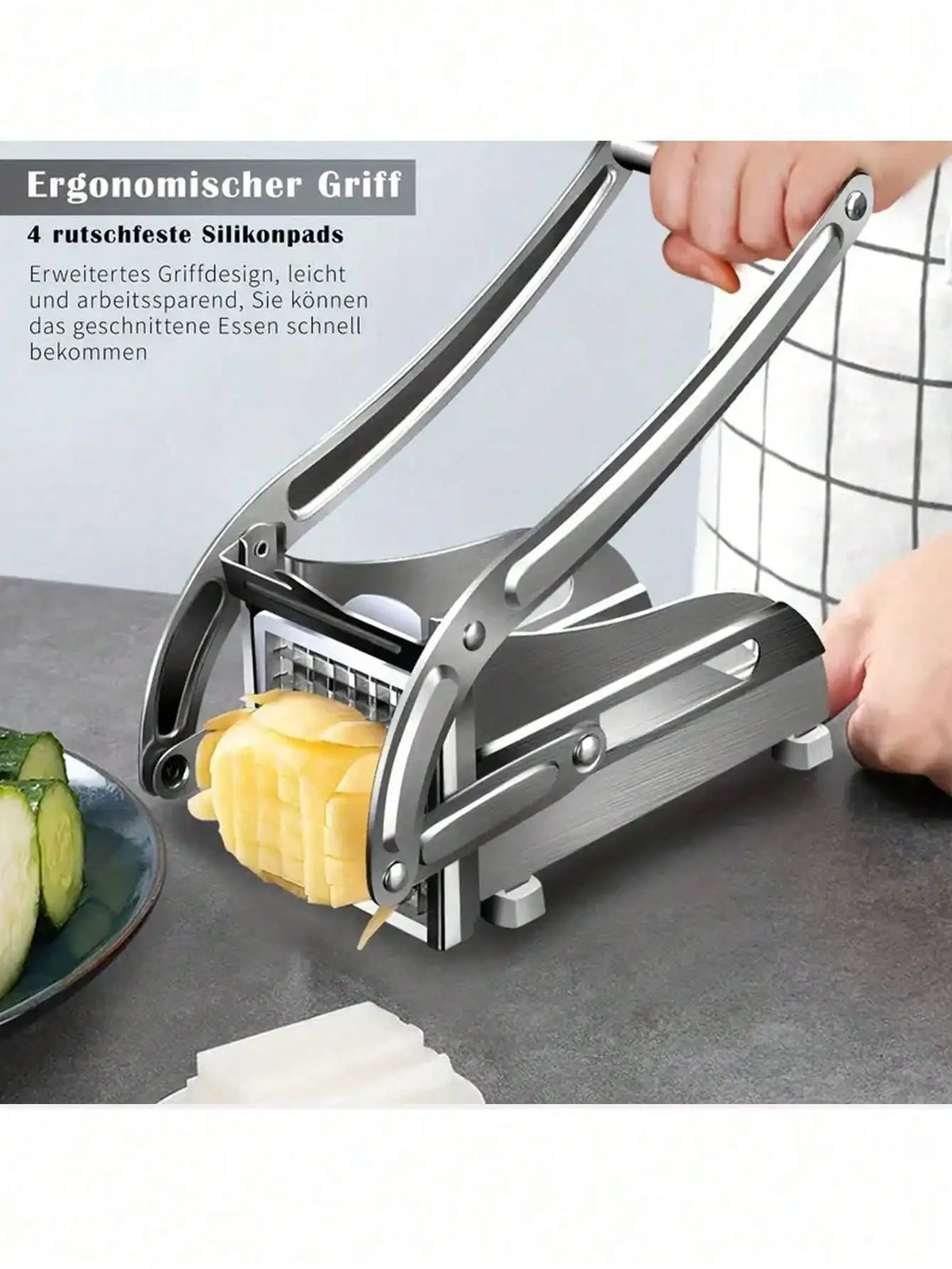 Stainless steel potato and cucumber julienne cutter by S And B Enterprise, handheld kitchen slicer