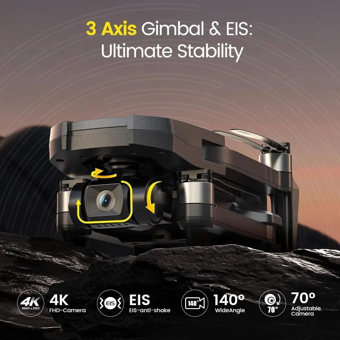4K GPS Drone With 3-Axis Gimbal Foldable Quadcopter Auto Return