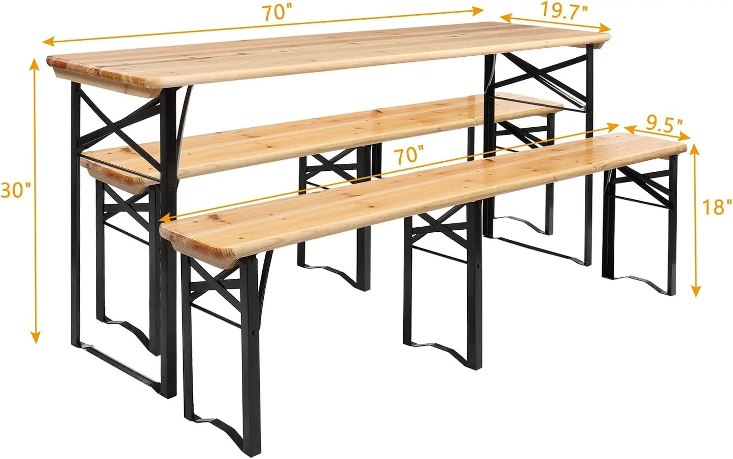VINGLI Folding Picnic Table With Benches Weather Resistant