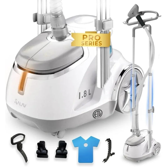 Abay Upright Garment Steamer With Roll Wheels Fabric Brush