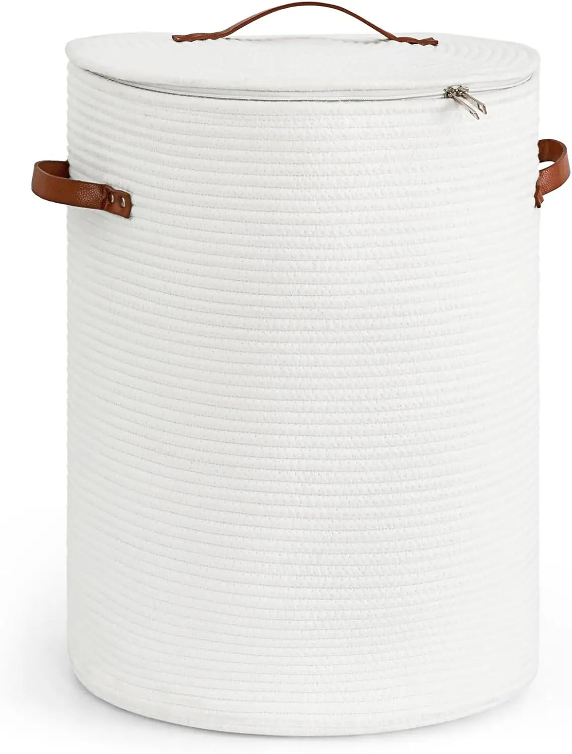 Tall Laundry Basket With Lid Cotton Rope Storage Hamper