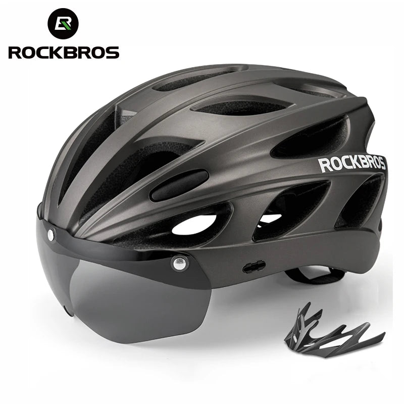 ROCKBROS bike helmet, EPS integrally-molded, breathable with detachable visor