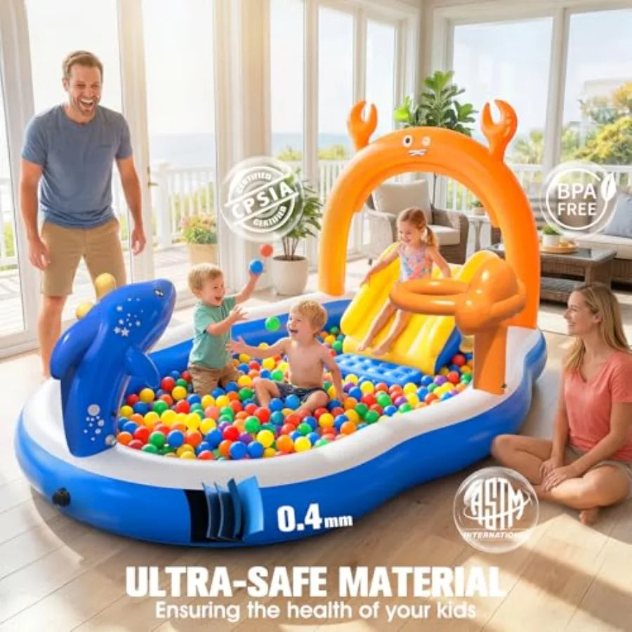 Backyard Inflatable Toddler Pool With Water Slide Sprinkler by S And B Enterprise