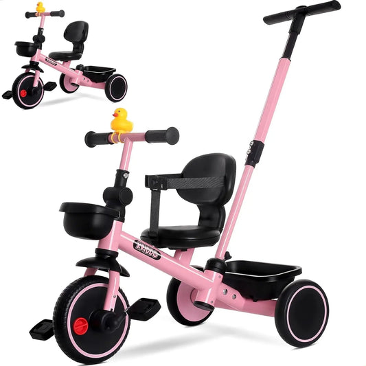 2-in-1 Toddler Tricycle With Adjustable Handlebar And Parent Steering