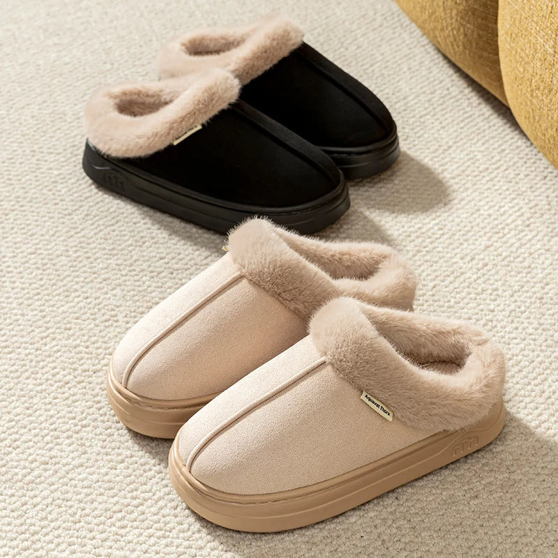Winter Mens Fur Lined Slippers Non Slip Indoor Outdoor Shoes