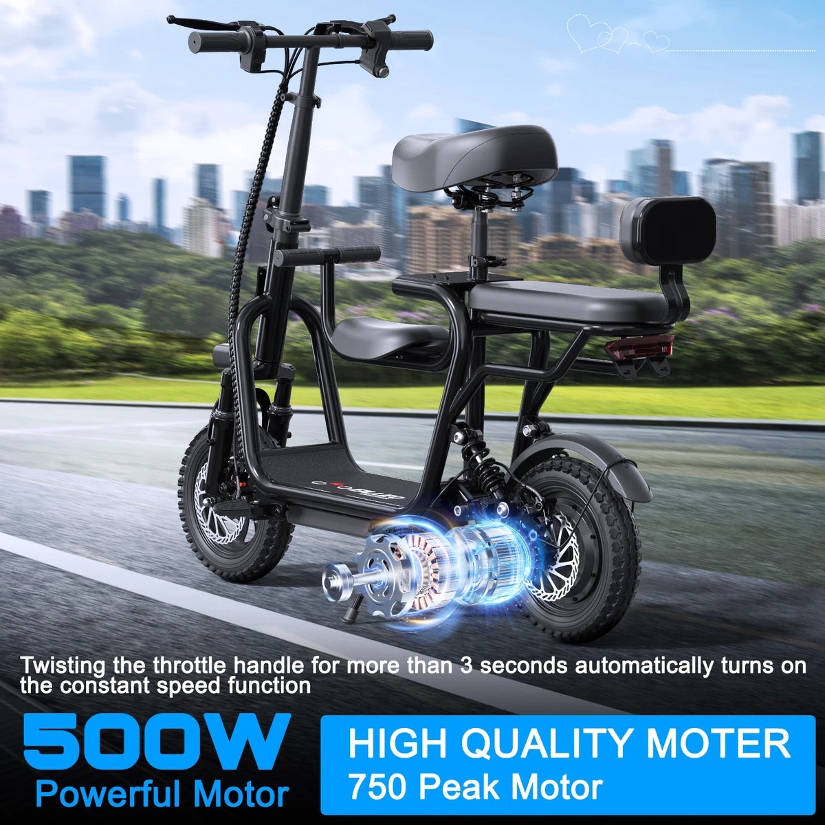 Spacewalk electric scooter with seat for adults, 48V 750W motor, 14-inch tires, black by S And B Enterprise