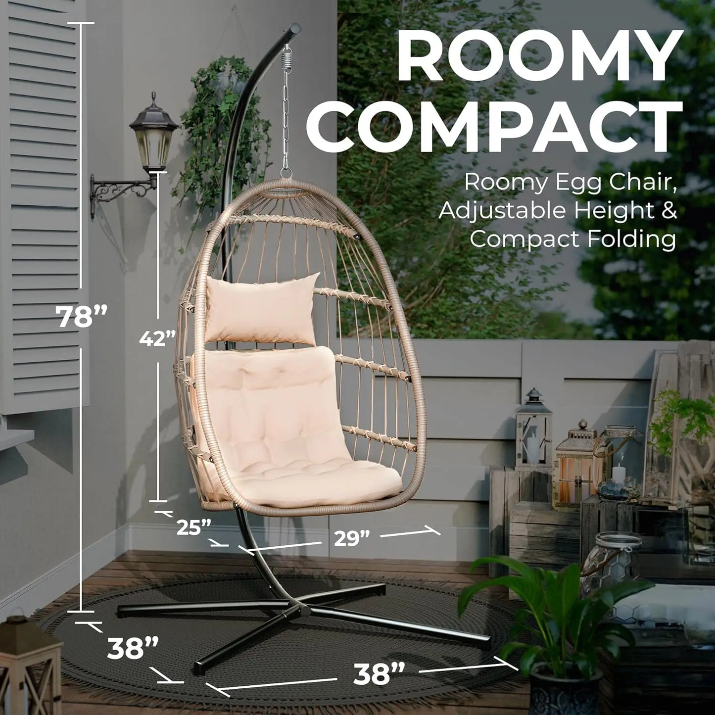Hanging Egg Chair With Stand For Indoor And Outdoor Relaxation