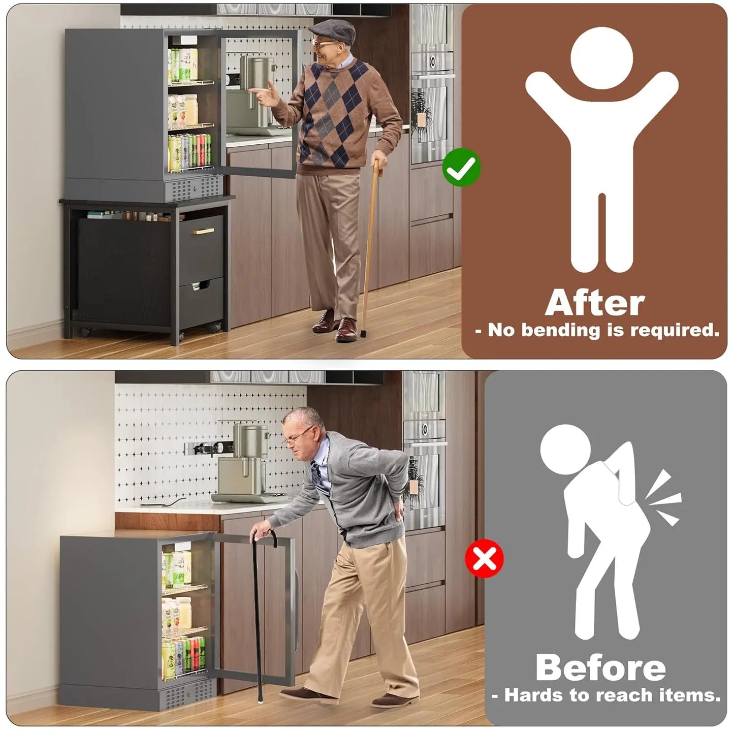 Mini Fridge Stand Freestanding Cabinet With Lockable Wheels by S And B Enterprise