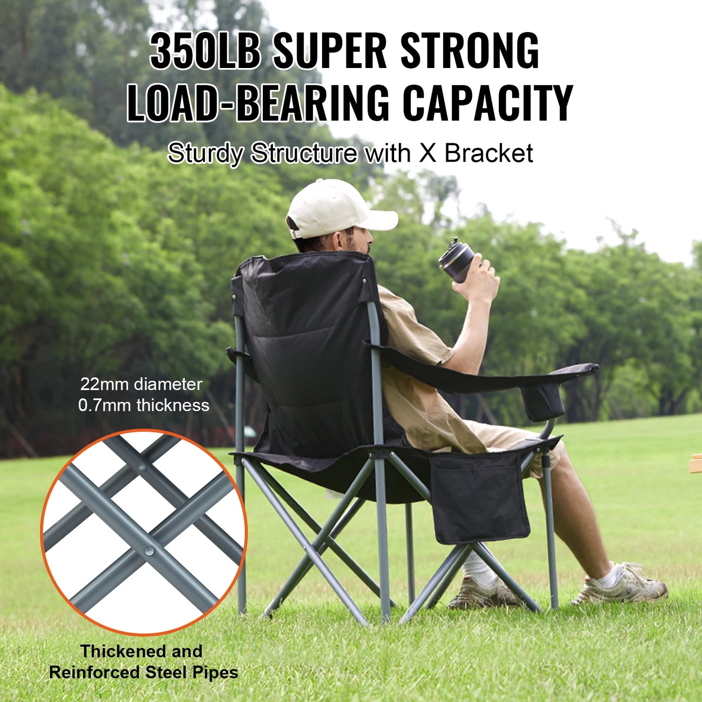SucceBuy Ultralight Outdoor Folding Camping Chair 350lbs Capacity