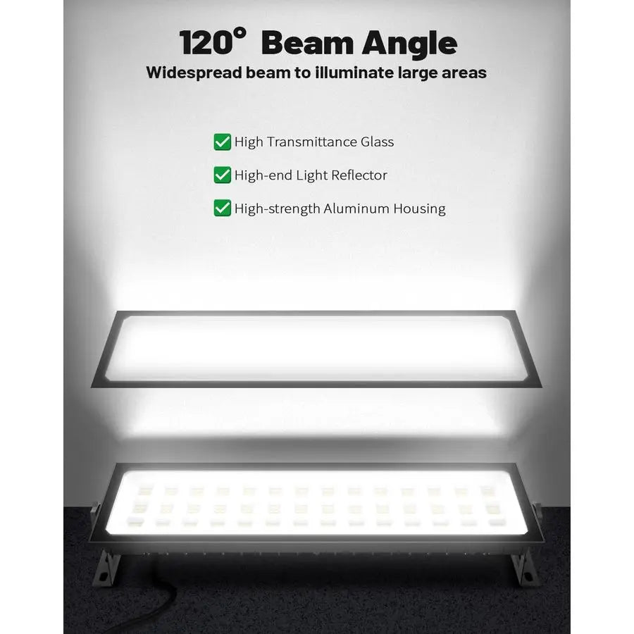 Pack Linkable LED Shop Lights, Ultra Bright 100W 15000LM Aluminum Plug in Garage Light w 9.84ft Power Cord, 6000K Work Light for