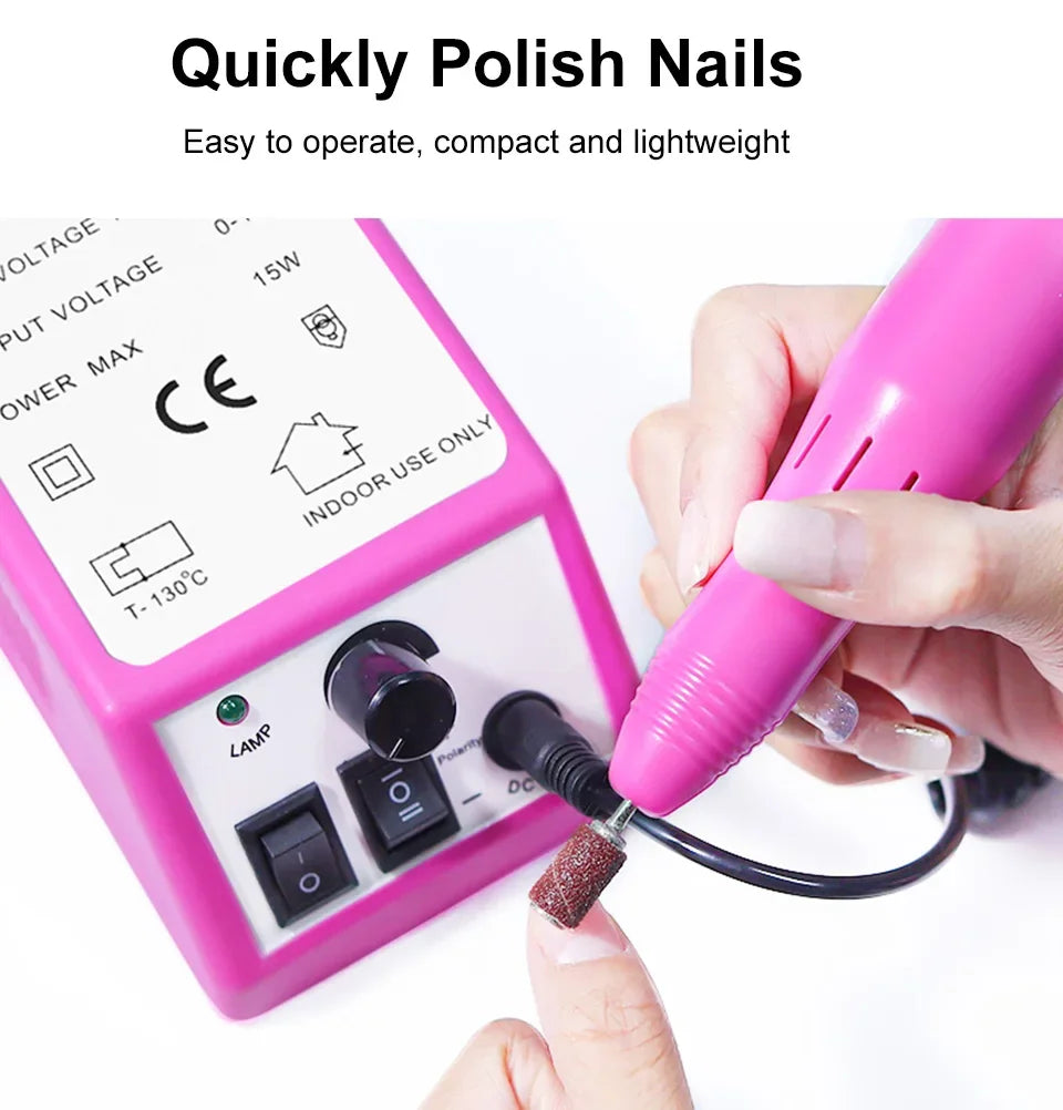 High Power Nail Drill Machine Electric Manicure Milling Cutter Kit