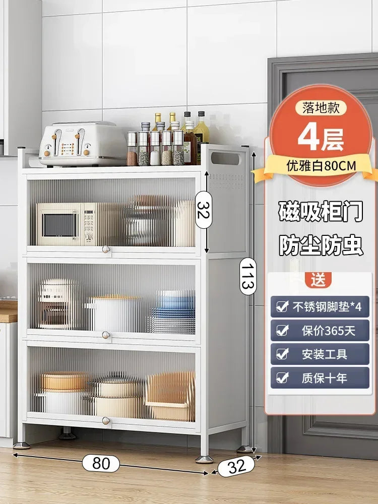 Modern Kitchen Cabinet Hutch Movable Full Door Glass Cabinet Storage Display Cupboards Multi-functional Cupboard Storage Door by S And B Enterprise