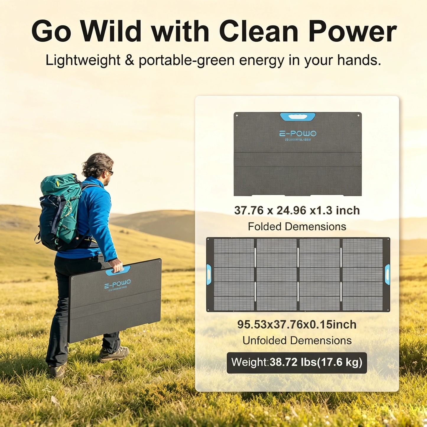 E-POWO 800W Monocrystalline Foldable Solar Charger for Power Stations by S And B Enterprise