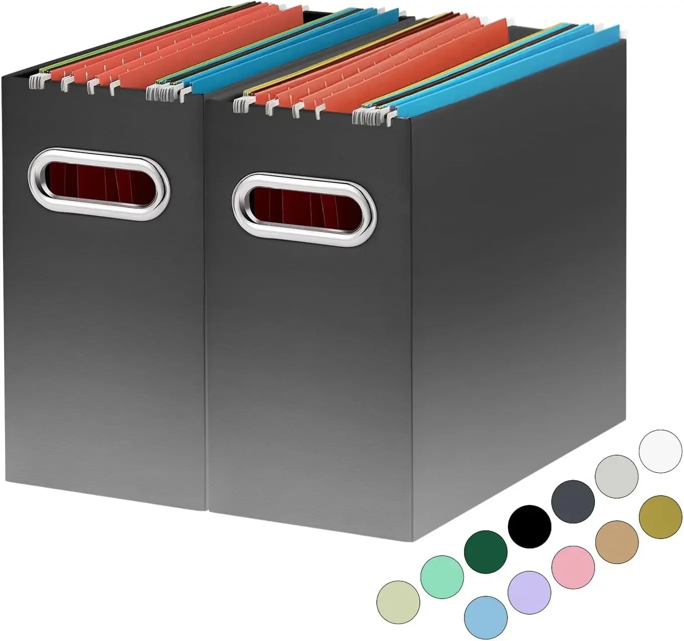 Collapsible File Organizer Box With Portable Handle For Office