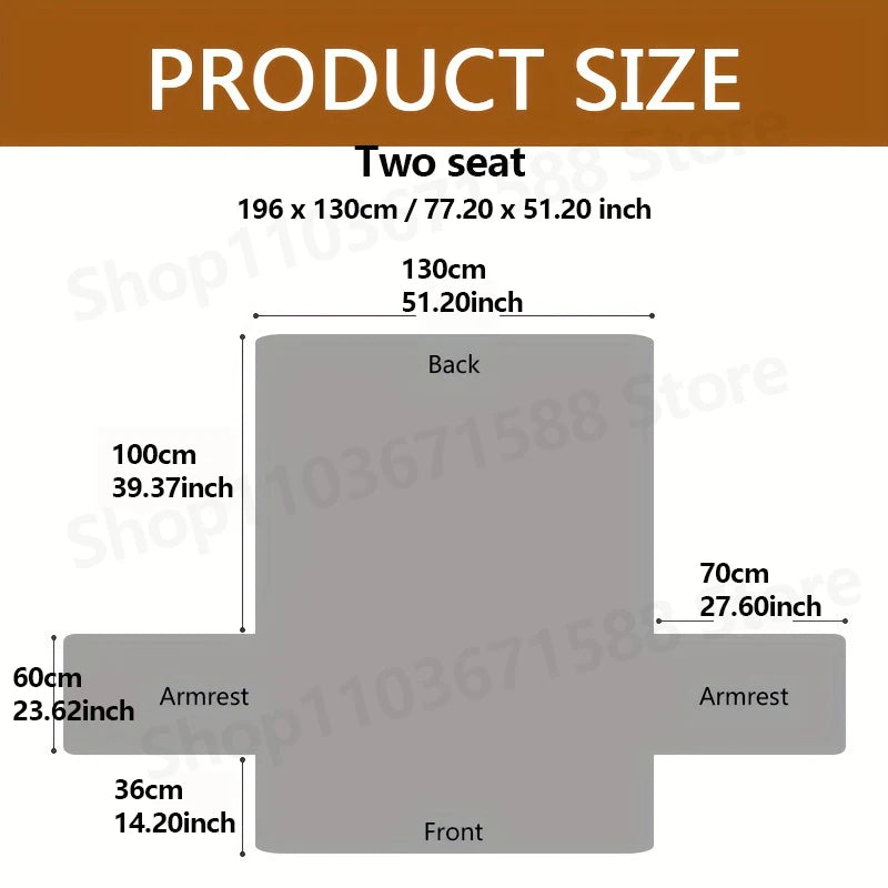 XM-Luvetoria integrated sofa cover by S And B Enterprise, gray two-seat size diagram