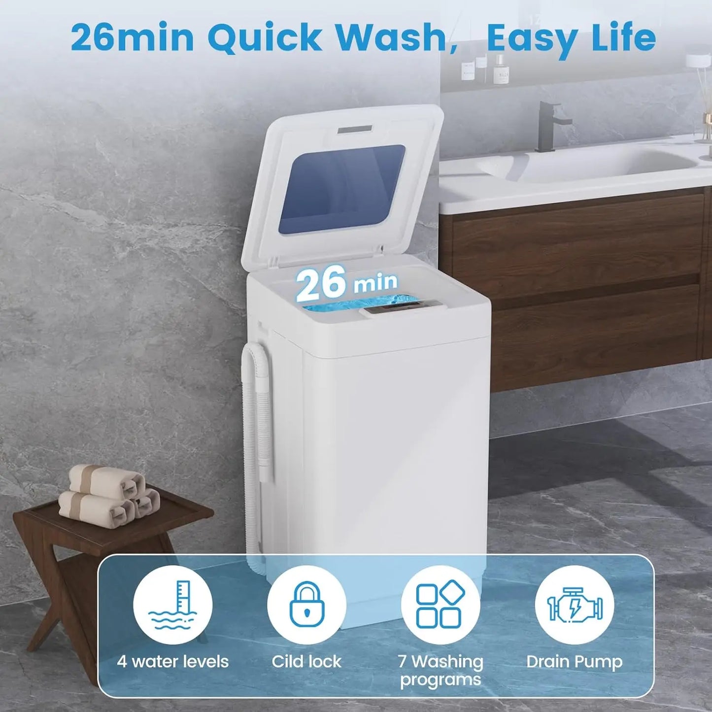 Portable Washer And Dryer Set, Fully Automatic Laundry Pair