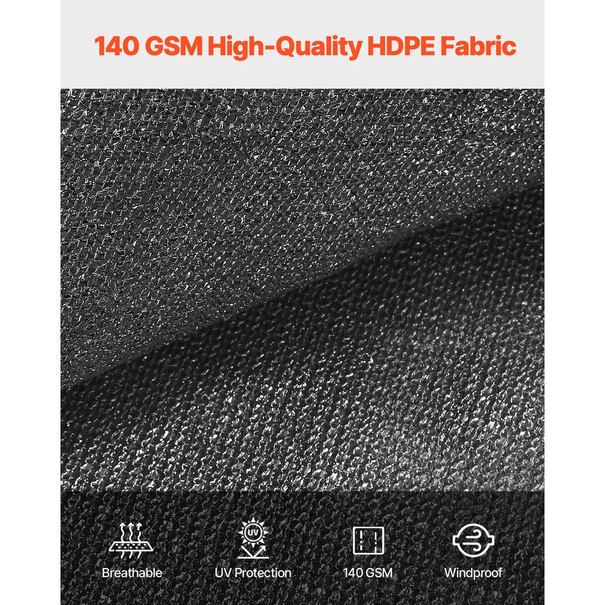 Shade cloth fabric by S And B Enterprise, 140 GSM HDPE, black breathable canopy texture.