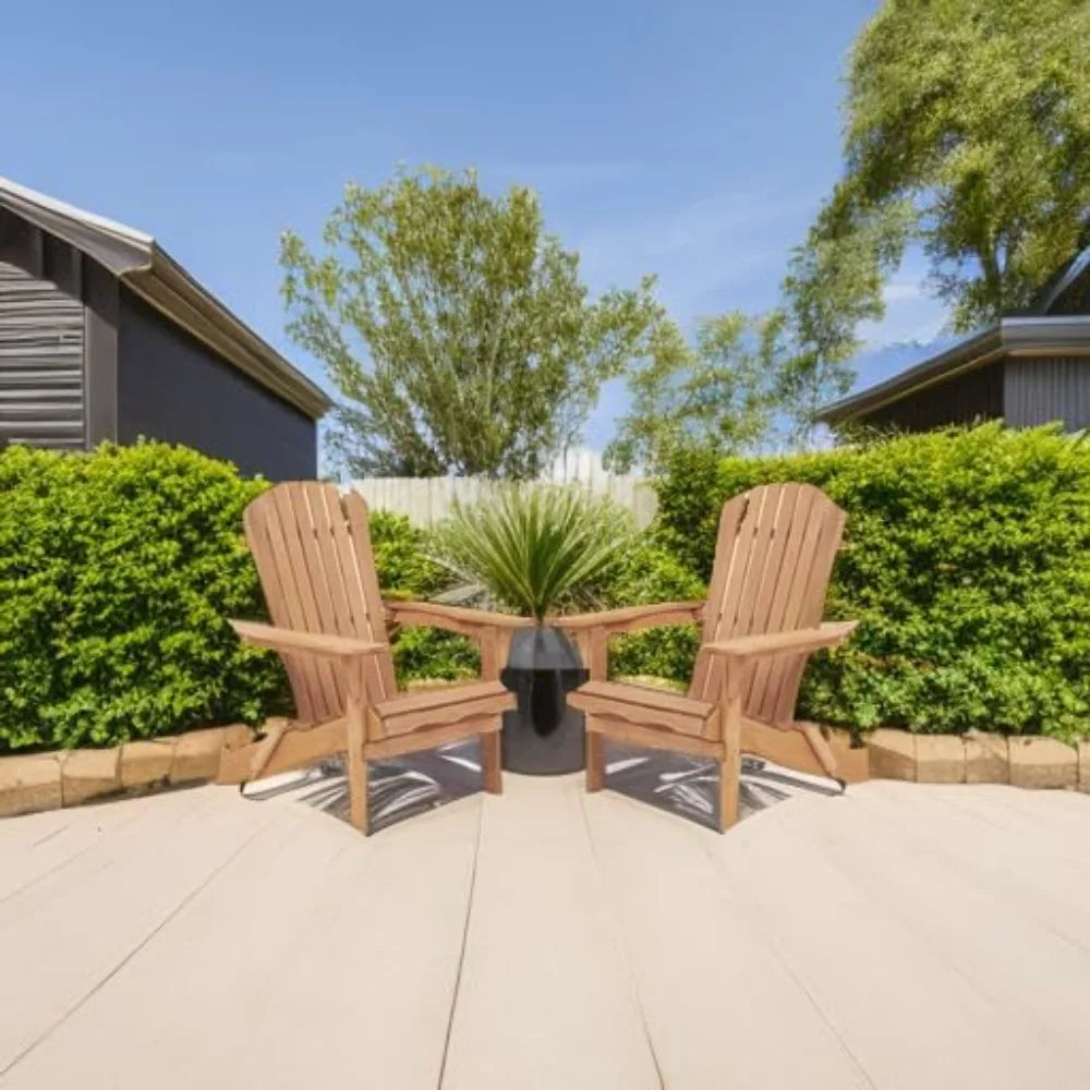 Outdoor Wooden Folding Chair Set Of 2 With Preassembled Backrest