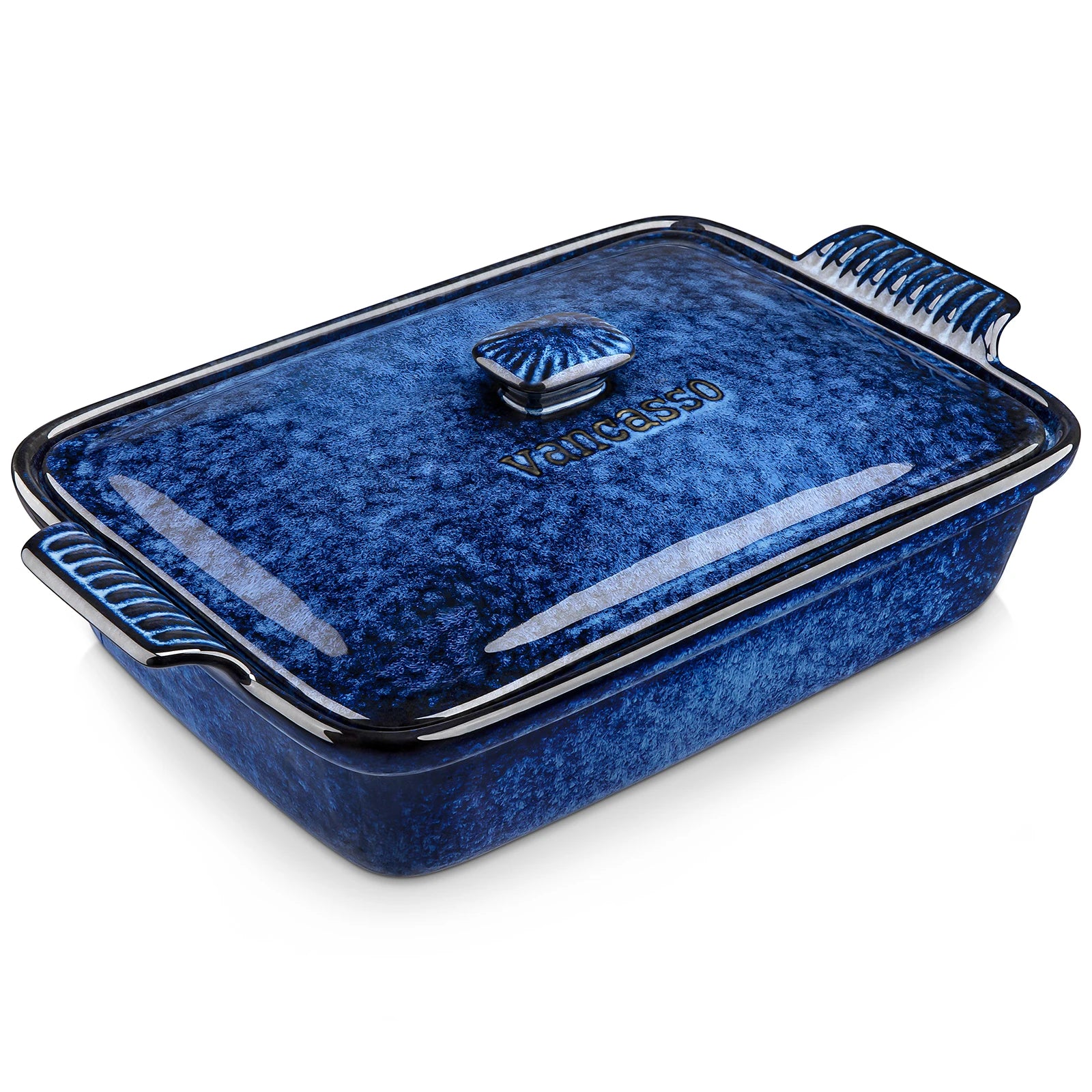 Vancasso Starry Stoneware Casserole Dish With Lid Microwave Safe by S And B Enterprise