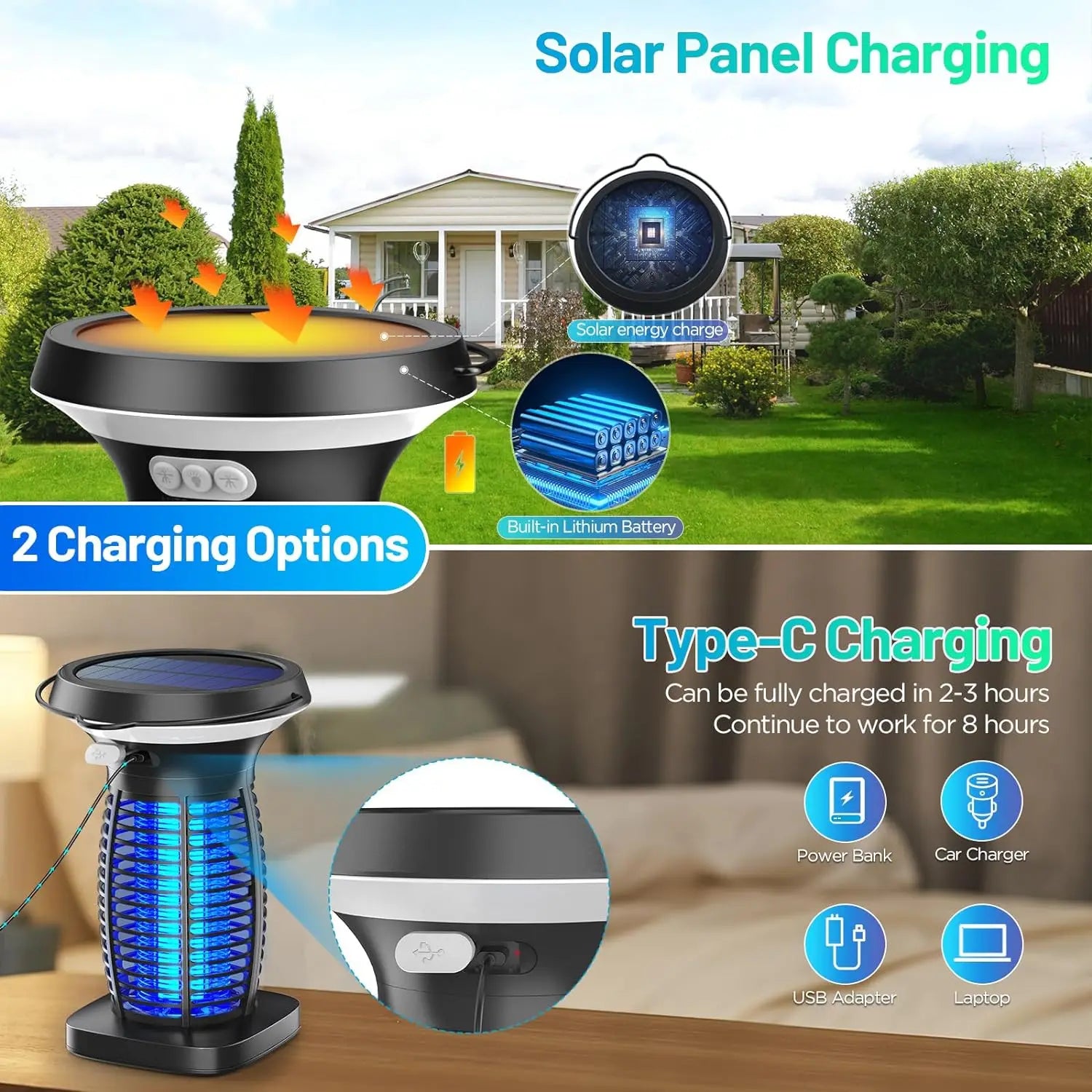 Solar Mosquito Zapper Outdoor Rechargeable Bug Zapper by S And B Enterprise
