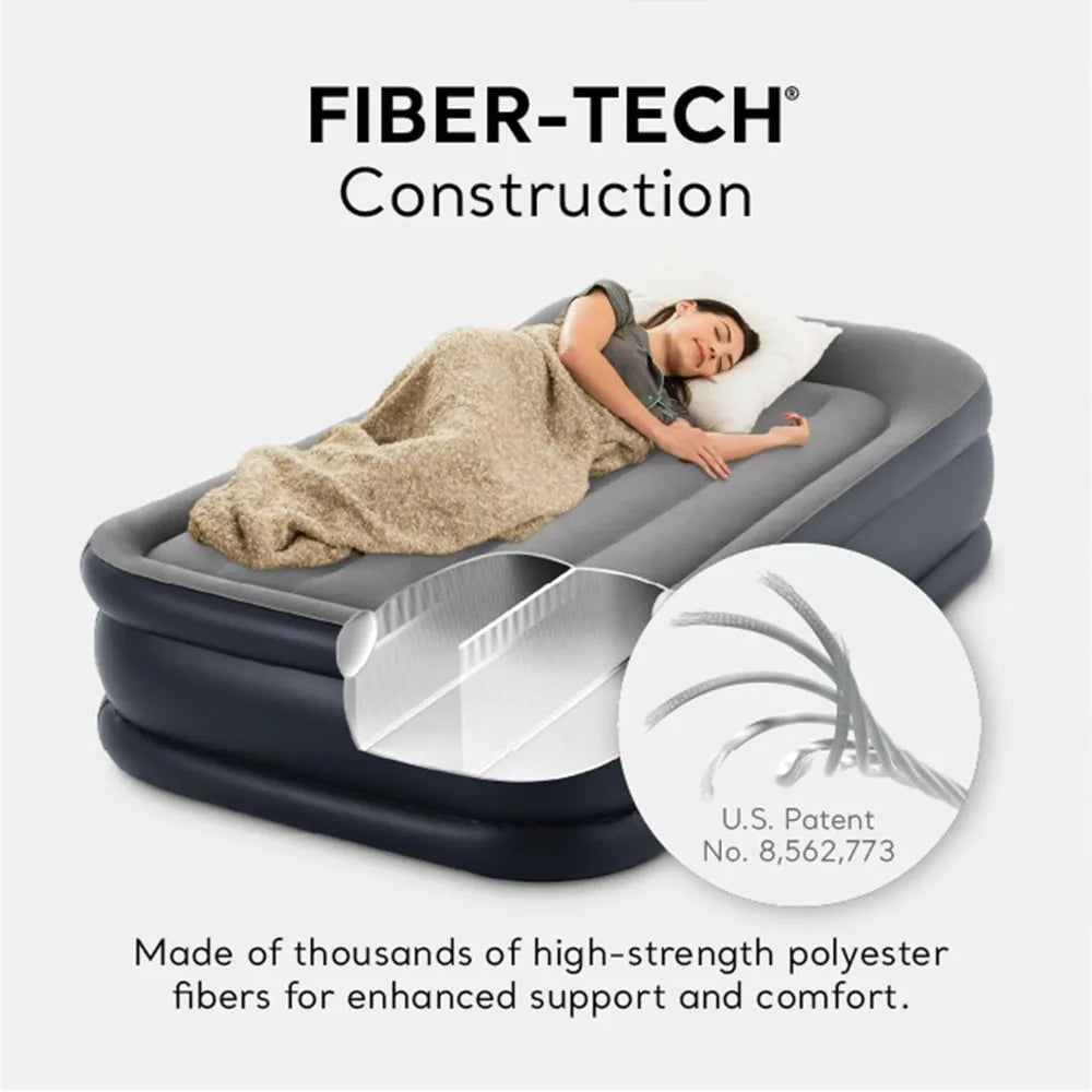 Intex Twin Air Mattress With Built In Pump Portable Bed