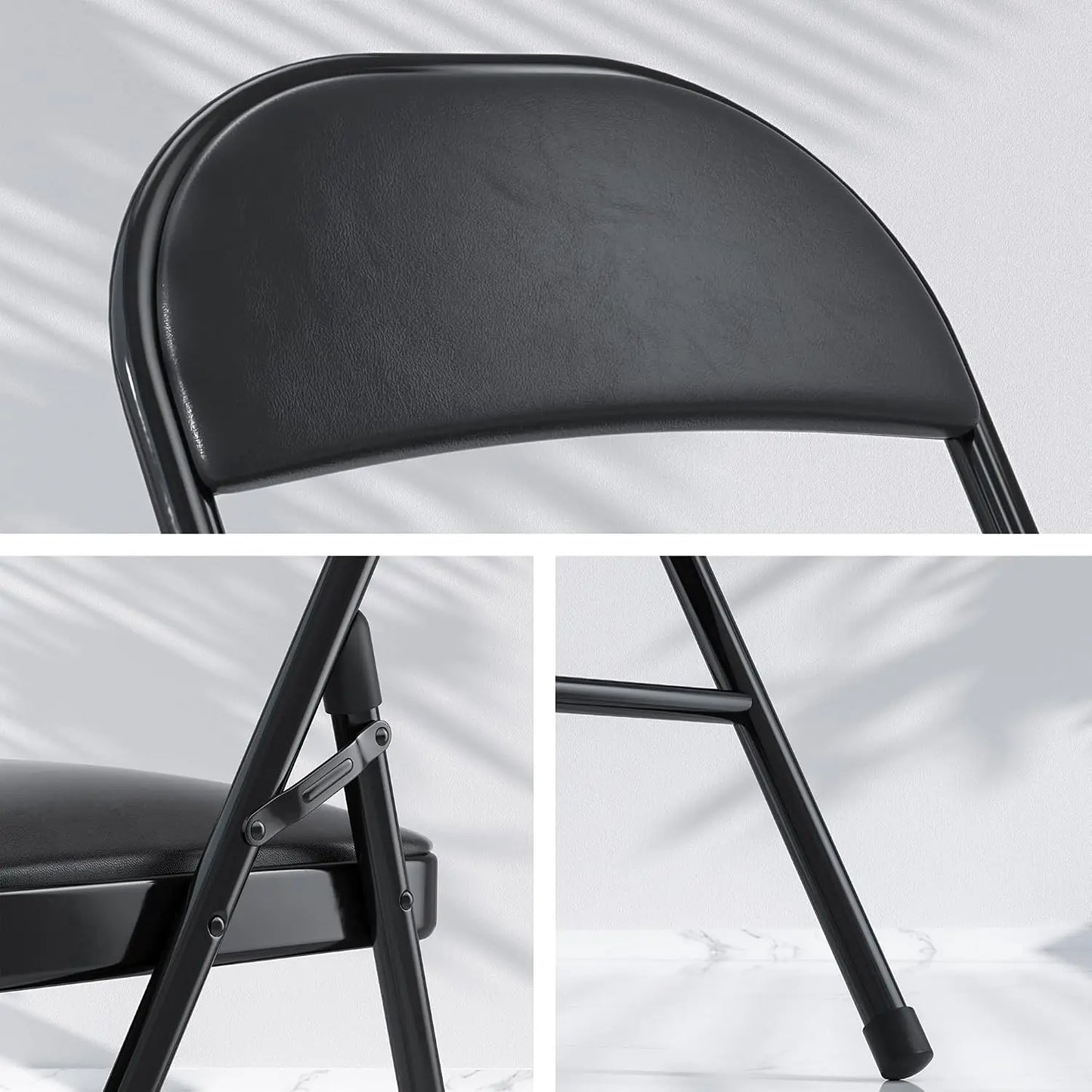 5-Piece Folding Card Table & Chair Set with Padded Top, No Assembly Needed, Black by S And B Enterprise