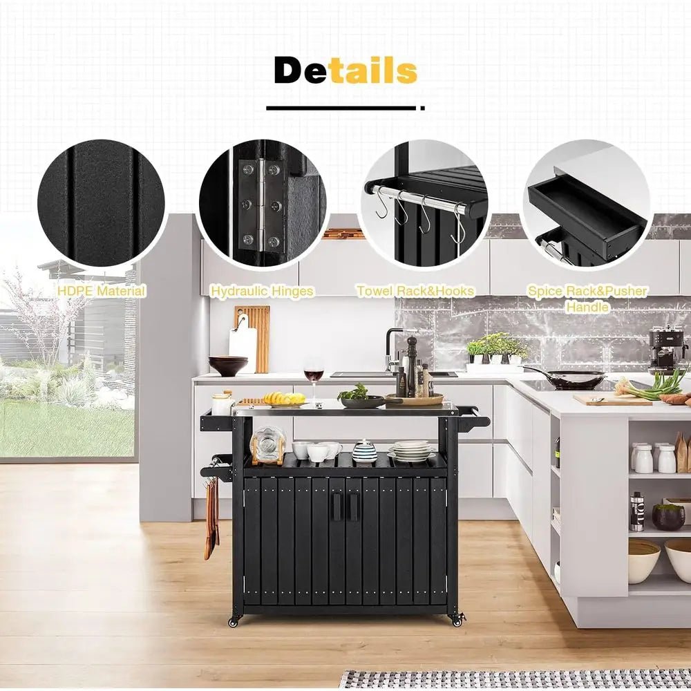 Rolling Kitchen Island With Stainless Steel Top And Storage by S And B Enterprise