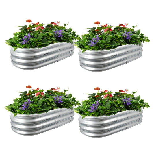 Tramull 4 Pack Raised Garden Bed Kit Galvanized Metal Planters