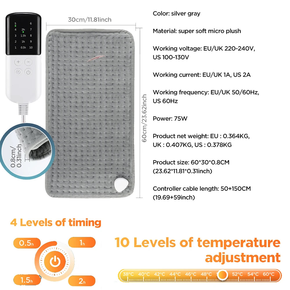 Agdoad Electric Heating Pad For Cramps With 9 Temperature Settings by S And B Enterprise