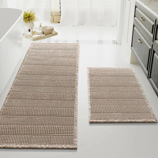 Waffle Bath Mat Super Absorbent Non Slip Rug Machine Washable