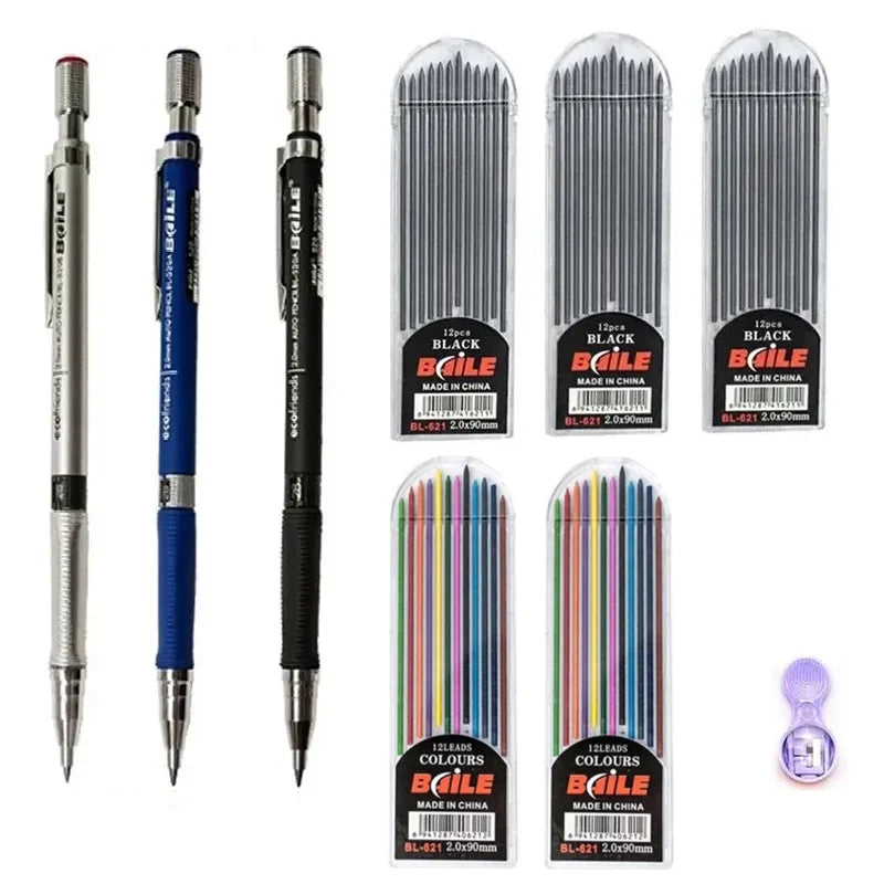 Mechanical Pencil Set With 2B Lead Refills For Writing And Sketching by S And B Enterprise