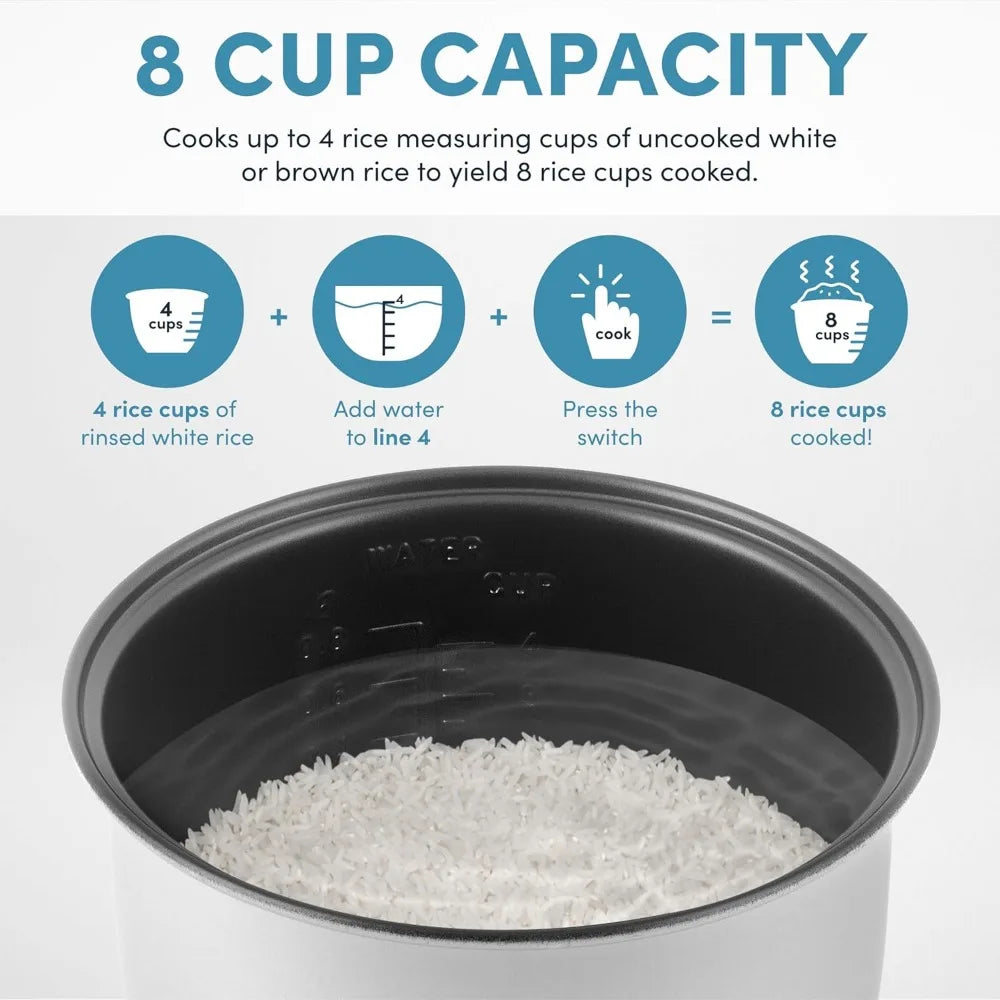 8 Cup Cooked 4 Cup Uncooked Cool Touch Rice Cooker by S And B Enterprise