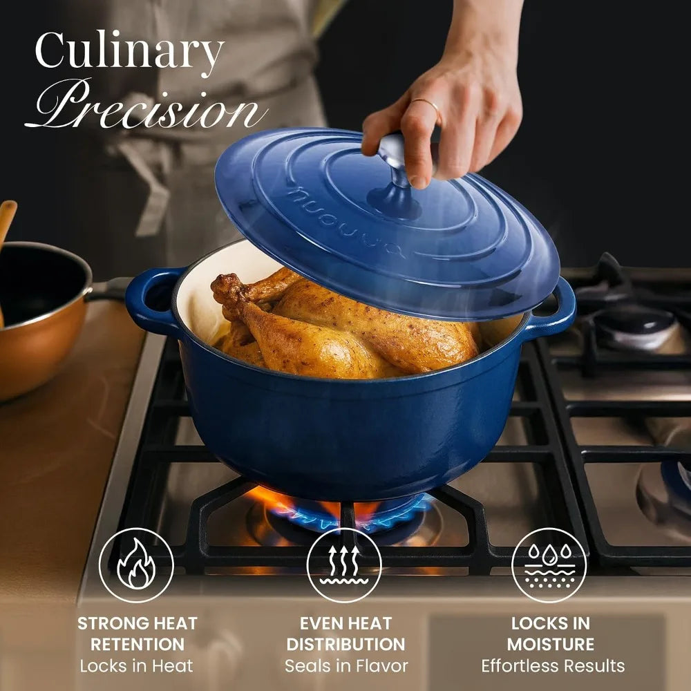 5-Quart Enameled Cast Iron Dutch Oven, Oven Safe to 500°F, Dark Blue by S And B Enterprise