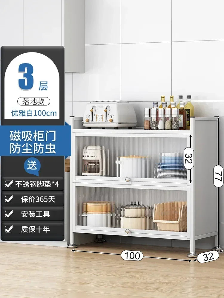 Modern Kitchen Cabinet Hutch Movable Full Door Glass Cabinet Storage Display Cupboards Multi-functional Cupboard Storage Door by S And B Enterprise