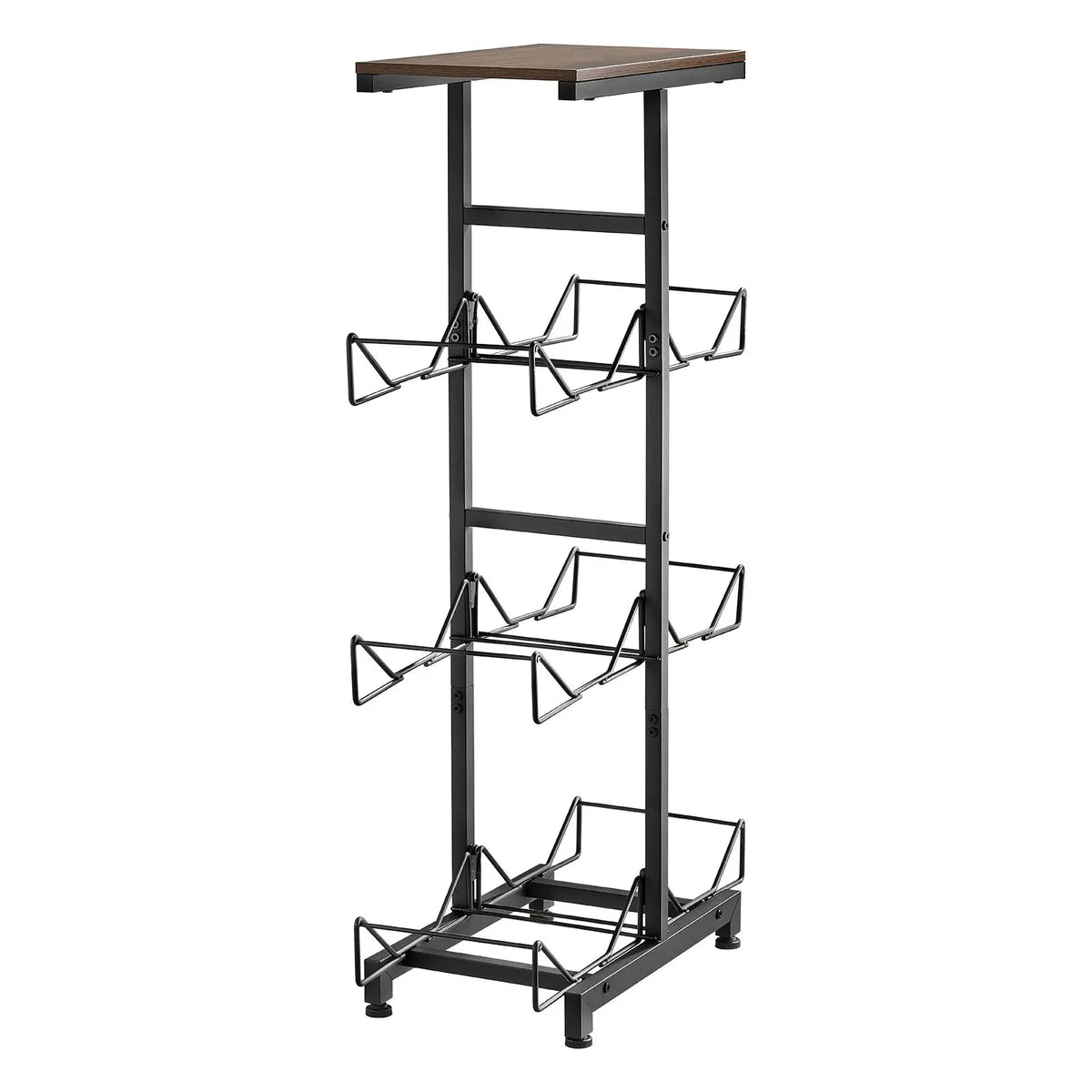 Water Jug Holder, 4 Tiers Double Rows 3 and 5 Gallon Water Bottle Holder for 6 Bottles, Heavy Duty Jug Rack Organizer with Handles, Foldable for Kitchen, Office, Living Room, Black and Brown