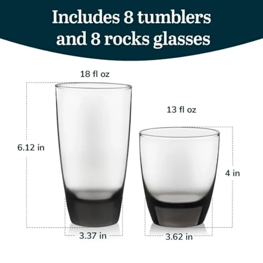 Classic Rocks Glasses and Tumblers Set Dishwasher Safe Drinkware by S And B Enterprise