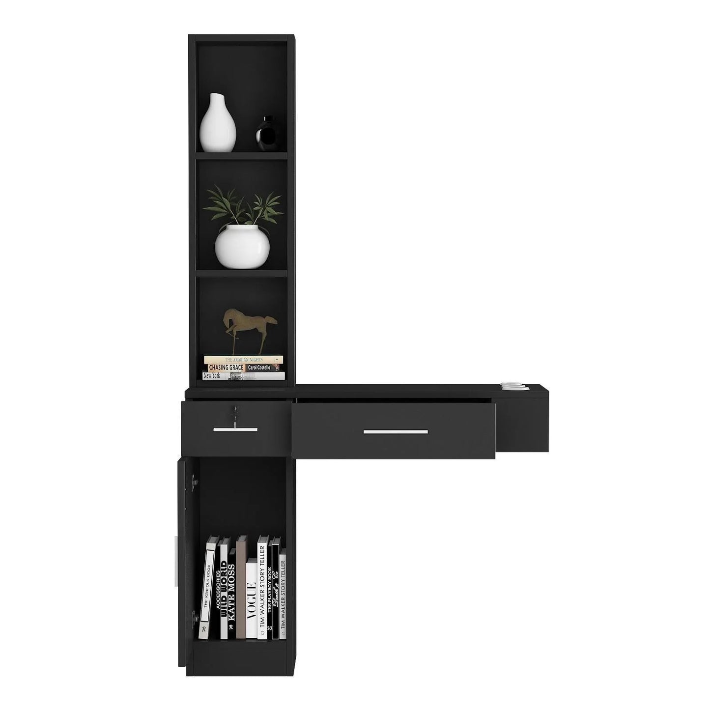 Wall Mount Hair Salon Stylist Station Cabinet Locking Drawer