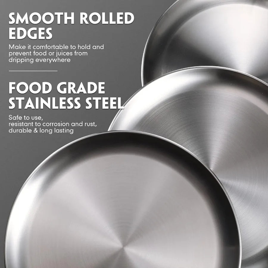 Pizza pans set, 8-piece, 18-inch stainless steel; round bakeware for oven use, durable and rust resistant.