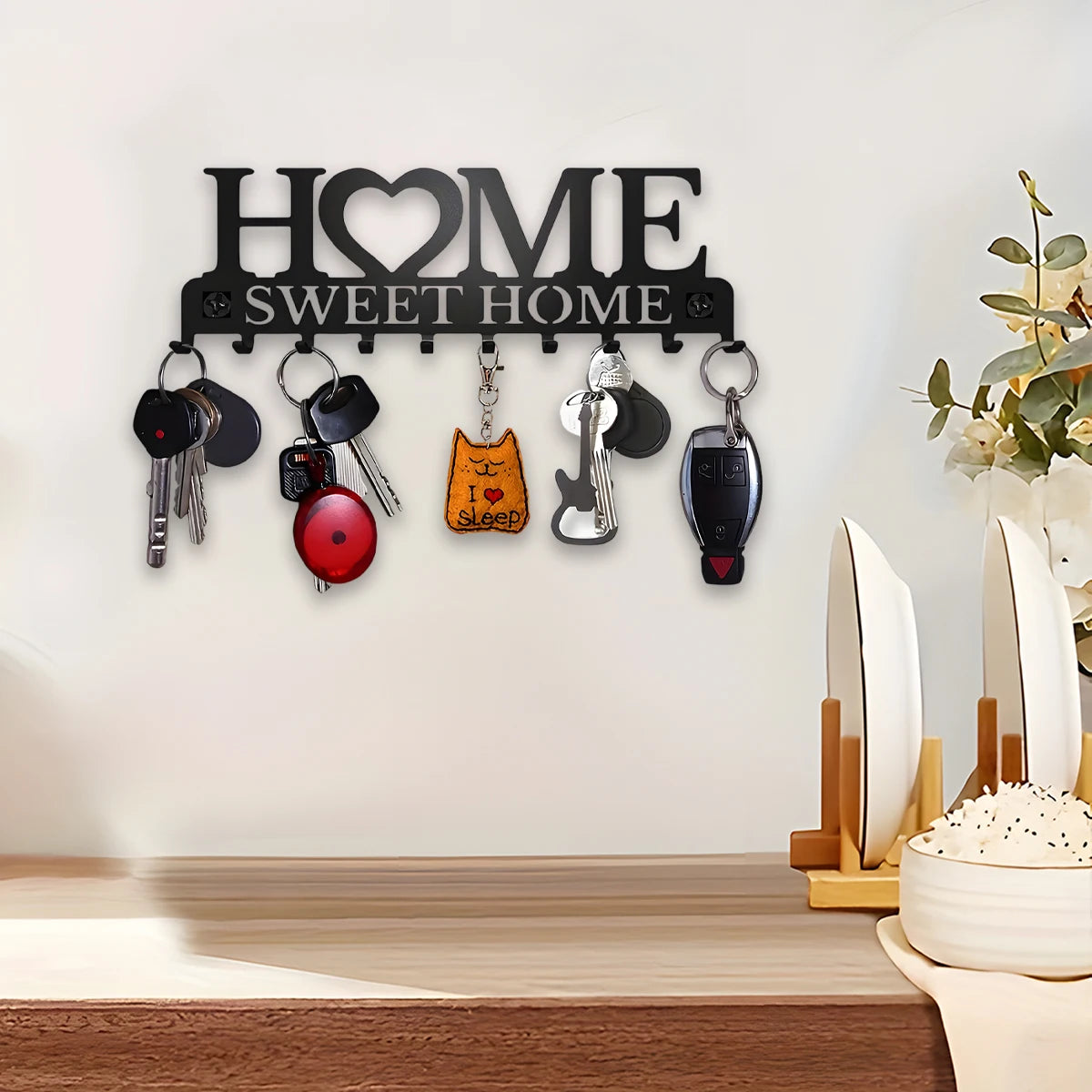 Metal Wall Mount Key Holder With Ten Hooks Design Style by S And B Enterprise