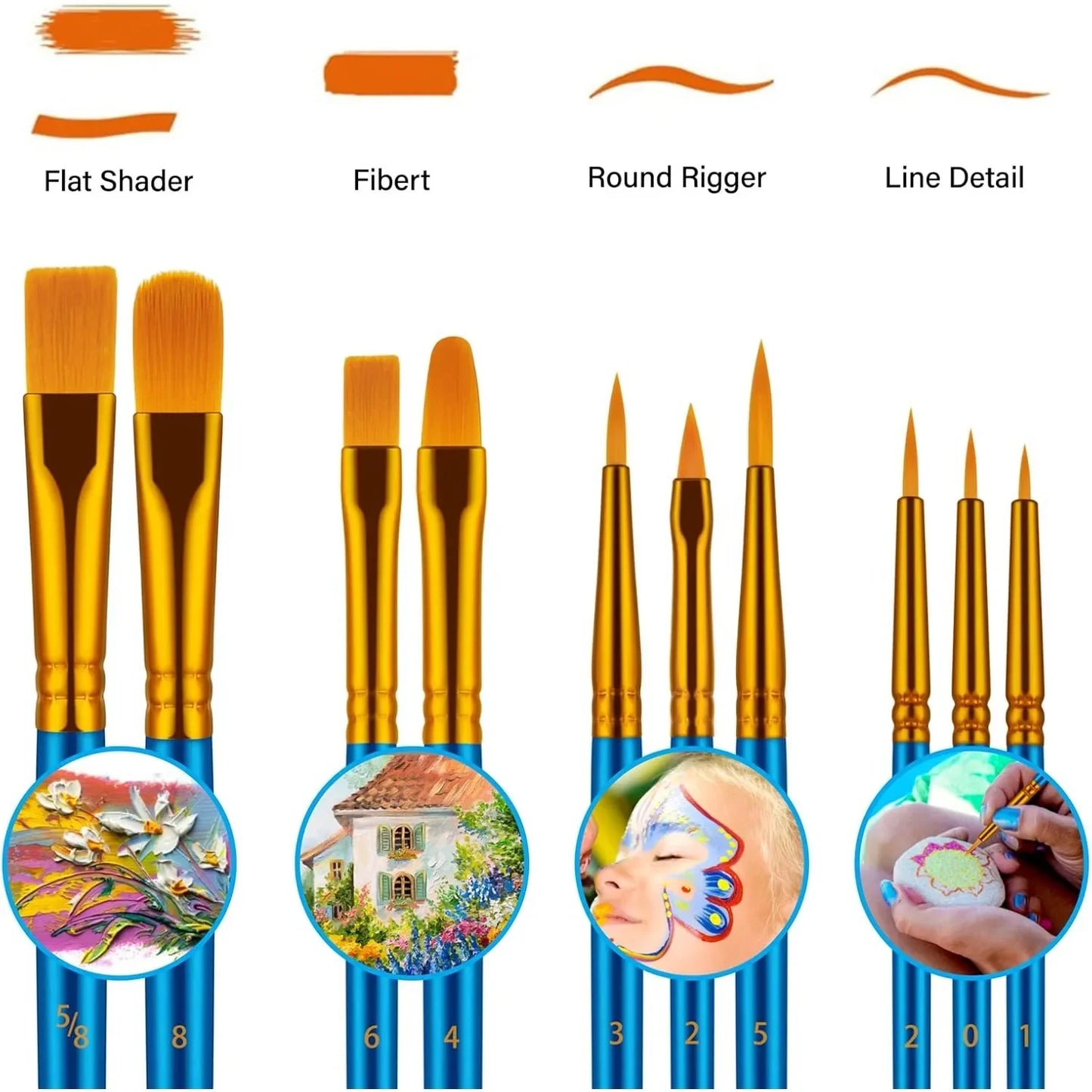 Oil Watercolor Acrylic Paint Brushes Set 2 Pack Professional Art