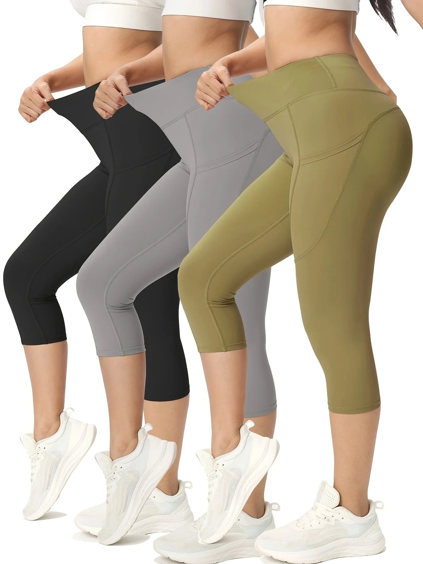 NONECN Womens High Waist Leggings With Phone Pocket For Yoga