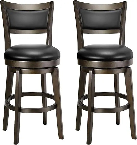 Swivel Bar Stools Set Of 2 With Ergonomic High Back