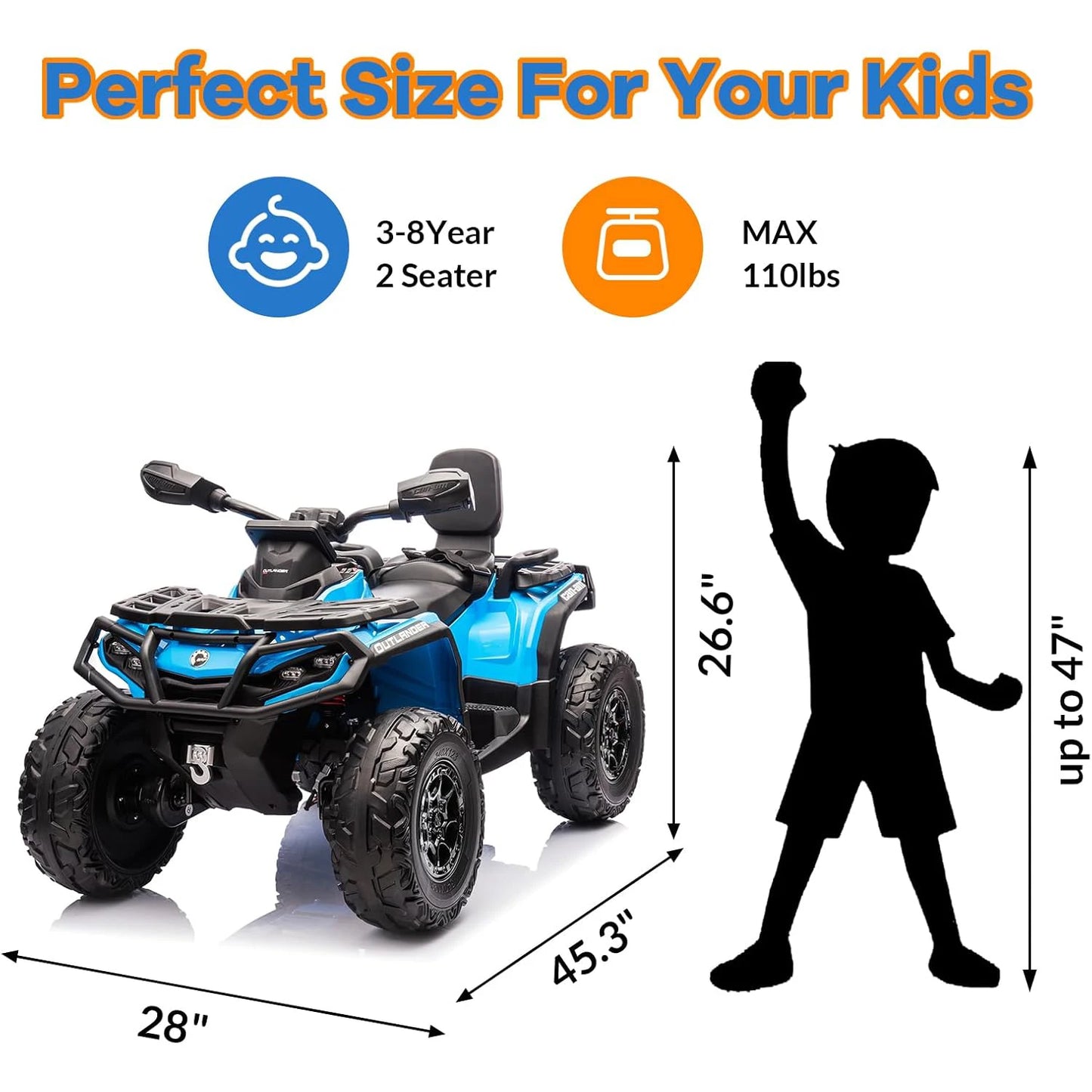 Licensed 24V Ride On ATV For Kids With LED Headlights