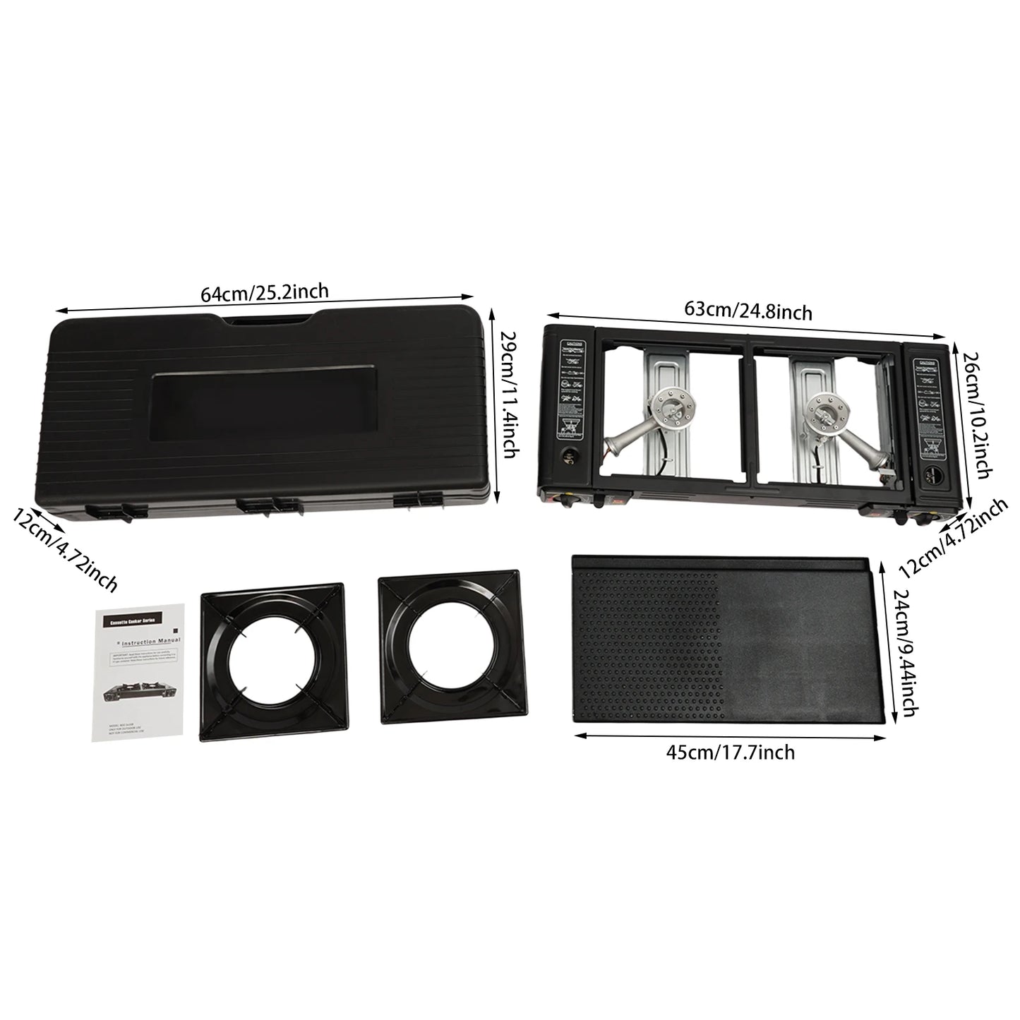 2 Burner Stove With Piezo Ignition Baking Tray Carrying Case by S And B Enterprise