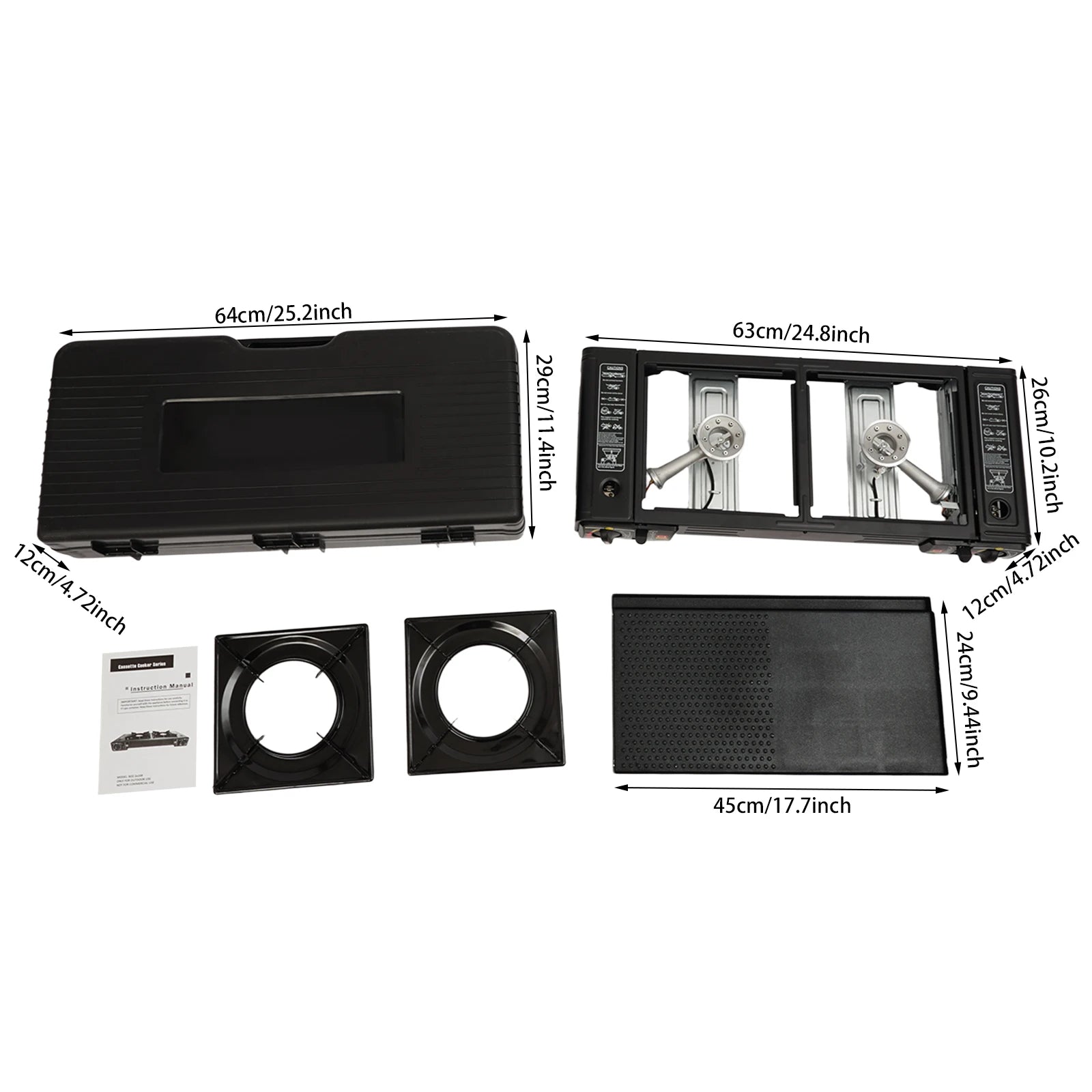 2 Burner Stove With Piezo Ignition Baking Tray Carrying Case by S And B Enterprise
