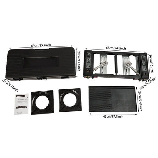 2 Burner Stove With Piezo Ignition Baking Tray Carrying Case by S And B Enterprise
